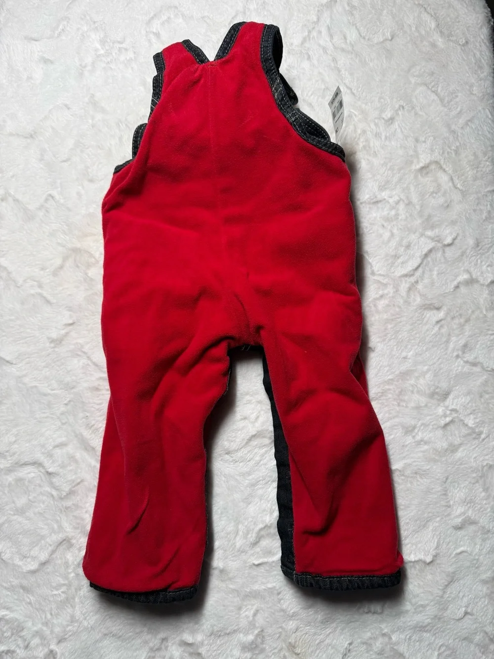 OshKosh B'gosh Dark Denim Toddler Overalls with Red Lined Fleece 12M